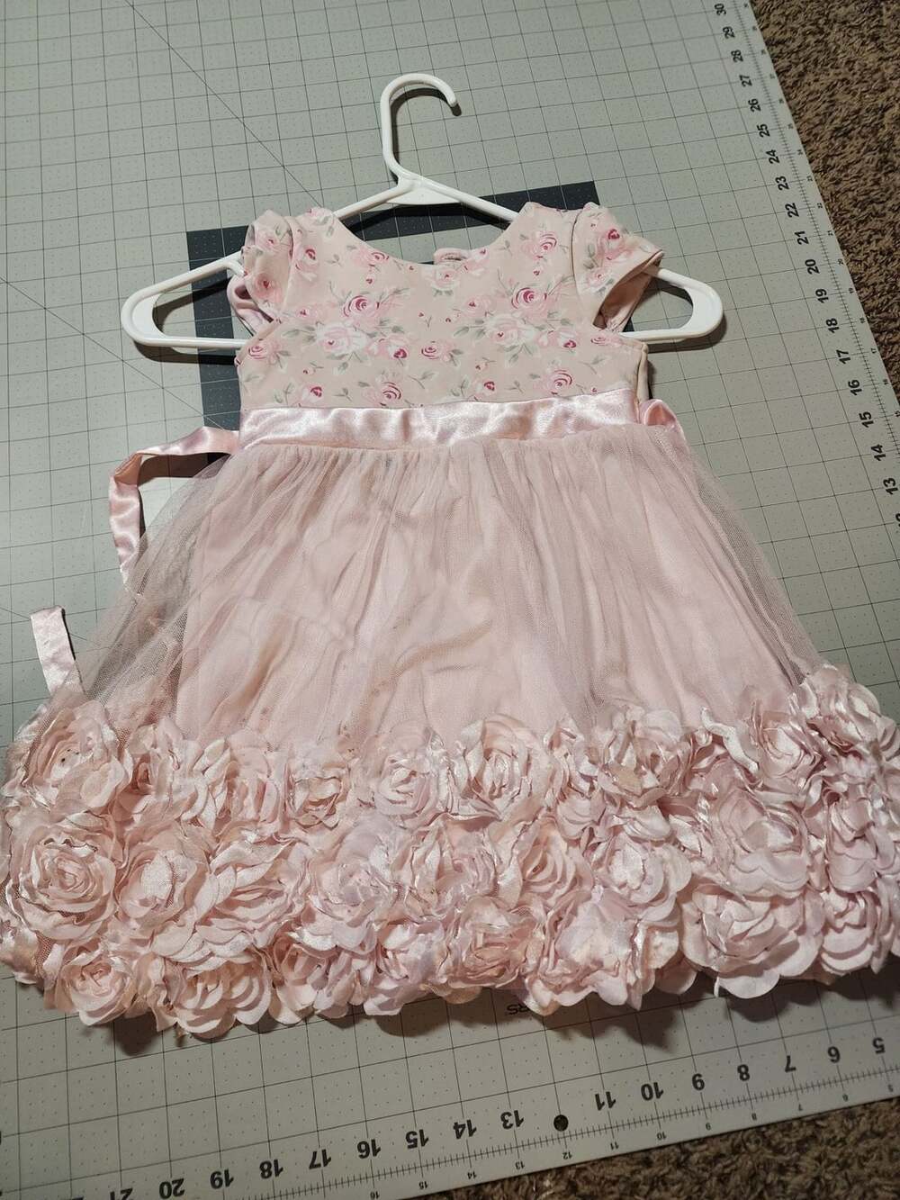 Nannette Floral Tulle Dress Size 5 Pink Rose Hem